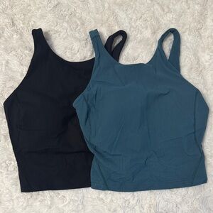 lululemon athletica Black and Teal Tank Tops